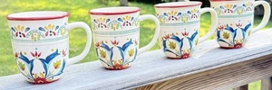 BOBBY FLAY SEVILLA Floral Coffee Tea Mugs Cups SET of 4 - Picture 1 of 3