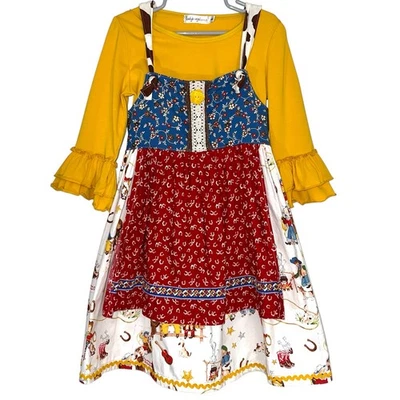 Camisa y Vestido Boutique Niñas Western Cosquillas Rosa Rodeo Vaquera Manga Campana 6 Foto 1 de 4