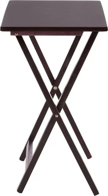 Indoor Single Folding TV Tray Table Set of 2 in Walnut L19 X W15 X H26Inches. - Image 1 of 4