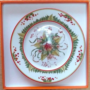 Hermes Pythagore Dessert Plate Tableware Dish Red Berry Dinner Auth New 8.8 in - Picture 1 of 7