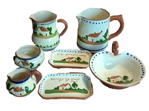 Dartmout Pottery Devon 3 Pitchers 2 Bowls 2 Small Trays Hand England Lot Of 7 - Picture 1 of 14