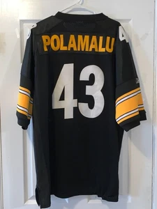 MAGLIA VINTAGE NFL REEBOK PITSBURGH STEELERS TROY POLAMALU CUCITA TAGLIA 52 - Foto 1 di 8