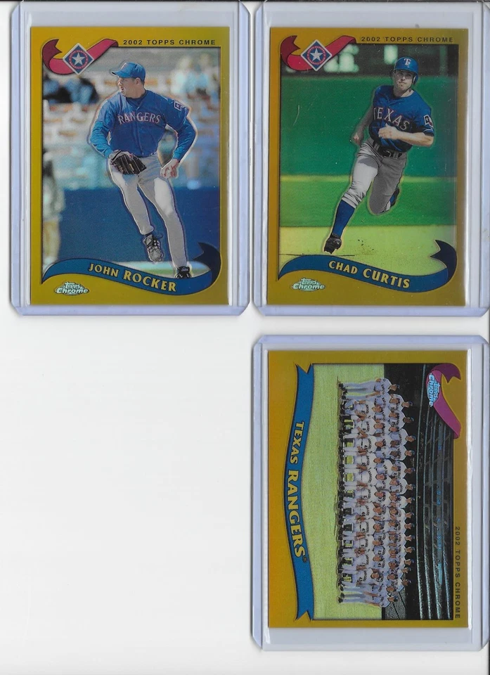 2002 Topps Chrome Gold Refractor LOT (3) JOHN ROCKER CHAD CURTIS TEXAS RANGERS - Image 1 of 1
