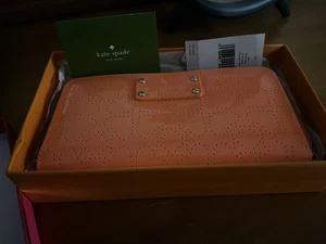 CARTERA KATE SPADE NEW YORK LARGA CREMALLERA ALREDEDOR NARANJA NUEVA EN CAJA - Imagen 1 de 8