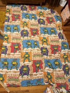 Lenzuolo con angoli Teenage Mutant Ninja Turtles 1988 80 misura tessuto biancheria matrimoniale anni 90 - Foto 1 di 5