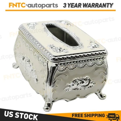 Fit For Coffee Tables Silver White Luxury European Style Tissue Box Holder - Image 1 of 4
