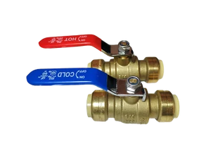 2 PIECES 3/4" PUSH FIT BALL VALVE HOT AND COLD, LEAD FREE BRASS - Picture 1 of 1