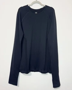 Athleta Girl Power Up Top XXL 16 Black Long Sleeve Thumb Holes Crew Neck Logo - Picture 1 of 6