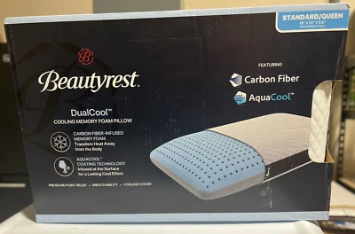 NEW - Beautyrest DualCool Cooling Memory Foam Standard/ Queen Pillow 16x25x5.5”