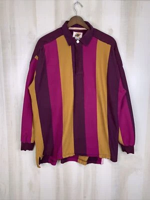 Винтажный 90-х яркий цвет в полоску регби поле Gear Polo большой-11844 - Изображение 1 из 4