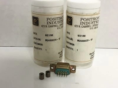 2 NEW Positronic M24308/23-1F Mil-Spec Fem D-sub 9-Pin Connector w/Pins Solder - Image 1 of 4