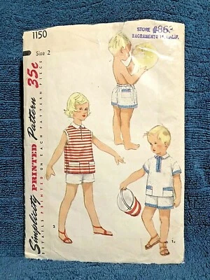 VTG '55 UnCut & Complete Child’s Size 2 Top&Shorts Simplicity1150 - Image 1 of 4