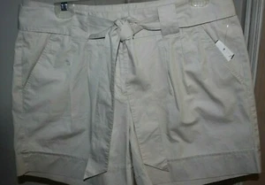 Beige Cotton shorts Madison Size 10 with pockets front and back, sash belt - Picture 1 of 8