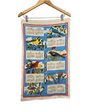 1988 Calendar Tea Towel Wild Birds Vintage Linen Kitchen Decor Birthday