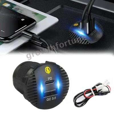 36W Car USB Fast QC Type C PD 3.0 Dual Port Adapter Charger New For Mobile Phone - Image 1 of 4