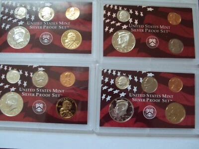 1999 s to  2002 s partial silver proof sets no box no coa 4 sets - Image 1 of 2