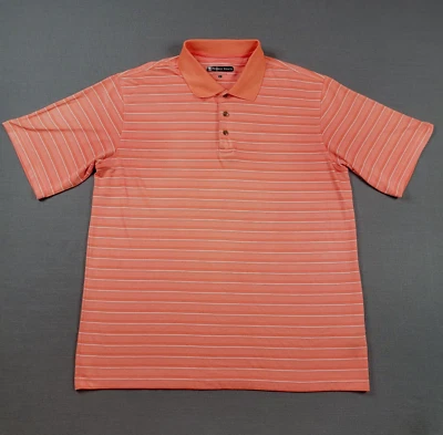 Pebble Beach Golf Men's XL Performance Short Sleeve Polo Shirt Orange Stripe - Image 1 of 4