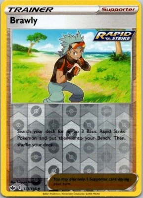 Pokemon TCG Brawly SWSH Chilling Reign 131/198 Reverse Holo Uncommon Card NM - Image 1 of 2