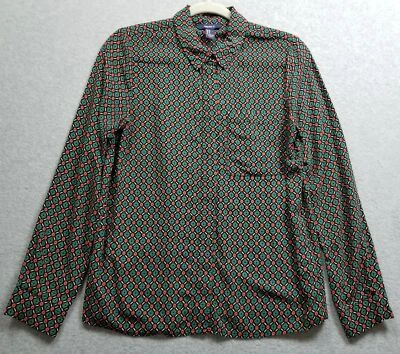 Forever 21 рубашка на пуговицах женщин средний M геометрический длинным рукавом блузка карман - Изображение 1 из 4