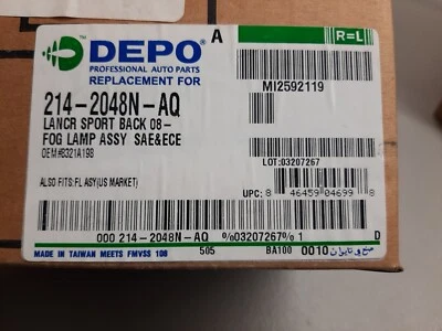 Luz antiniebla izquierda o derecha de repuesto para 09-13 Mitsubishi Lancer NUEVO DEPO 214-2048N-AQ Foto 1 de 4