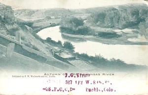 Postal UDB Otoño del Río Arkansas Pueblo Colorado Vista Aérea 1906 - Imagen 1 de 2