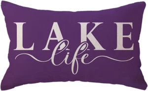 Lake Life Decor Throw Pillow Cover Lake House Lumbar Cushion Cover Farmhouse Sum - Picture 1 of 6