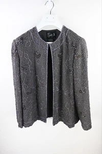 Vintage Jaki K Sydney 100% silk beaded evening jacket in elderflower size UK14 - Picture 1 of 13