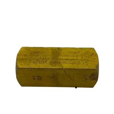 USED Parker 1/2” FNPT 15GPM 2000 PSI Max Brass Hyrdulic Check Valve C800B - Image 1 of 4