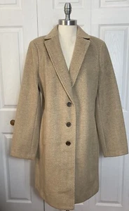NWT J Crew Size 12 Beige Tan Herringbone Topcoat Coat Women’s $258 NEW - Picture 1 of 5