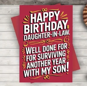 Happy Birthday Daughter In Law Humorous Birthday Card Celebration - Picture 1 of 2