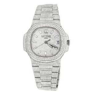 Wristwatch Custom Fully Iced Out Mens Diamond Watch 40MM Patek Philippe Watch
