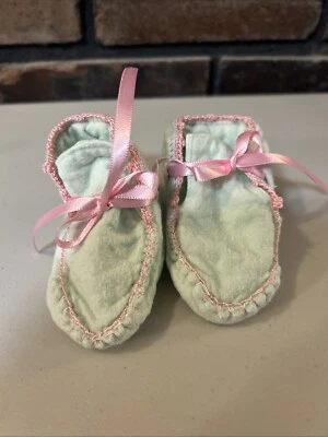 复古法兰绒婴儿短靴 手工制作 — 第 1/4 张图片