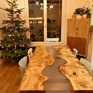 Clear Transparent Kitchen Dinning, Coffee Epoxy Resin Accacia Wood Table Top - Picture 1 of 5