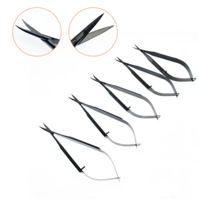 Ophthalmic Surgery Scissors Black Flat Handle 12cm Eye Micro Surgery Scissors - Image 1 of 4