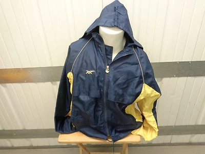 VINTAGE ASICS BLUE/YELLOW LARGE ZIP-UP SEWN LOGO HOODED JACKET 90s/00s - Image 1 of 4