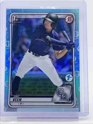 ZAC VEEN 2020 BOWMAN DRAFT 1ST EDITION SKY BLUE FOIL ROCKIES Q3882 - Image 1 of 2