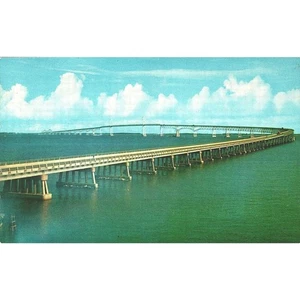 Postkarte Maryland Chesapeake Bay Bridge Original Spannweite Chrom Ära - Bild 1 von 4