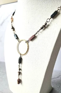 Varietal Jasper Stone Rectangle Bead 32" Necklace W/Copper Ring & Wiring - Picture 1 of 6
