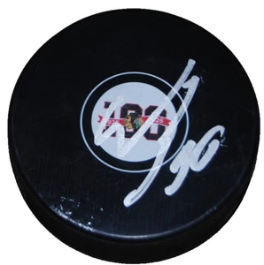 Disco 100 centenario firmado por SPENCER KNIGHT (CHICAGO BLACKHAWKS) BECKETT BU41228 - Imagen 1 de 2