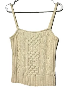 Tommy Hilfiger Talla M Mediana Crema Tejido con Cable Sin Mangas Festival Suéter Camiseta sin Mangas - Imagen 1 de 10