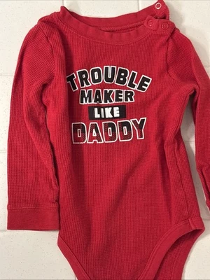 Body Manga Larga Rojo *TROUBLE MAKER LIKE DADDY* Garannimals One Piece 24M Foto 1 de 2