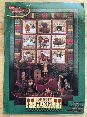 Debbie Mumm Maravillas del Invierno Edredón Patrón Papá Noel Muñeco de Nieve Arte Popular 36" 1996 Foto 1 de 3