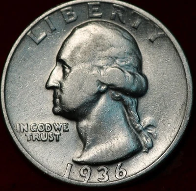 1936-D Denver Mint Silver Washington Quarter - Image 1 of 2
