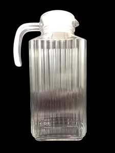 Vintage ARC France Glas Wasserkrug Saftkrug Gerippt Kühlschrank Glas Ewer 64 Oz - Bild 1 von 6