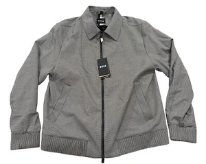 NEW Hugo Boss Mens Hanry Wing Slim Fit Wool Full Zip Jacket Black/White Size 46 - Picture 1 of 4