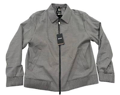 NEW Hugo Boss Mens Hanry Wing Slim Fit Wool Full Zip Jacket Black/White Size 46 - Image 1 of 4