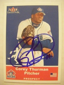 COREY THURMAN signed BLUE JAY 2003 Fleer Tradition Update baseball card AUTO U23