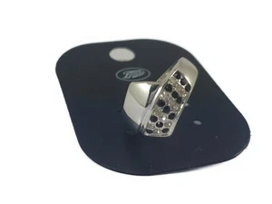 Black & Silver Crystal Statement Ring Size R - Picture 1 of 2