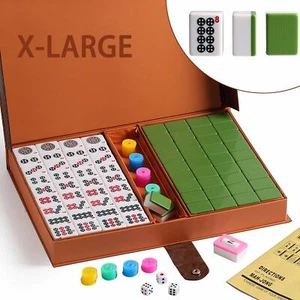 Set Mahjong piastrelle verdi numerate cinesi numerate X-large / gioco da tavolo venditore statunitense - Foto 1 di 7