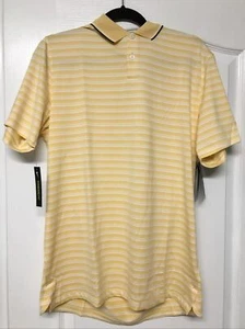 Men's Nike Dry Vapor Control Polo Golf Shirt Pastel Yellow/White Stripes Size M - Picture 1 of 5